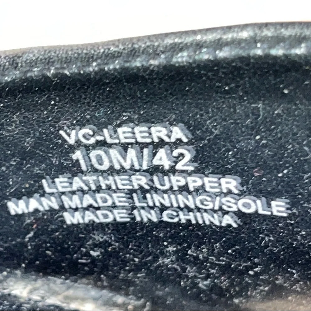 NEW Vince Camuto Black Leather Leera Espadrille Wedge Sandals Shoes size 10